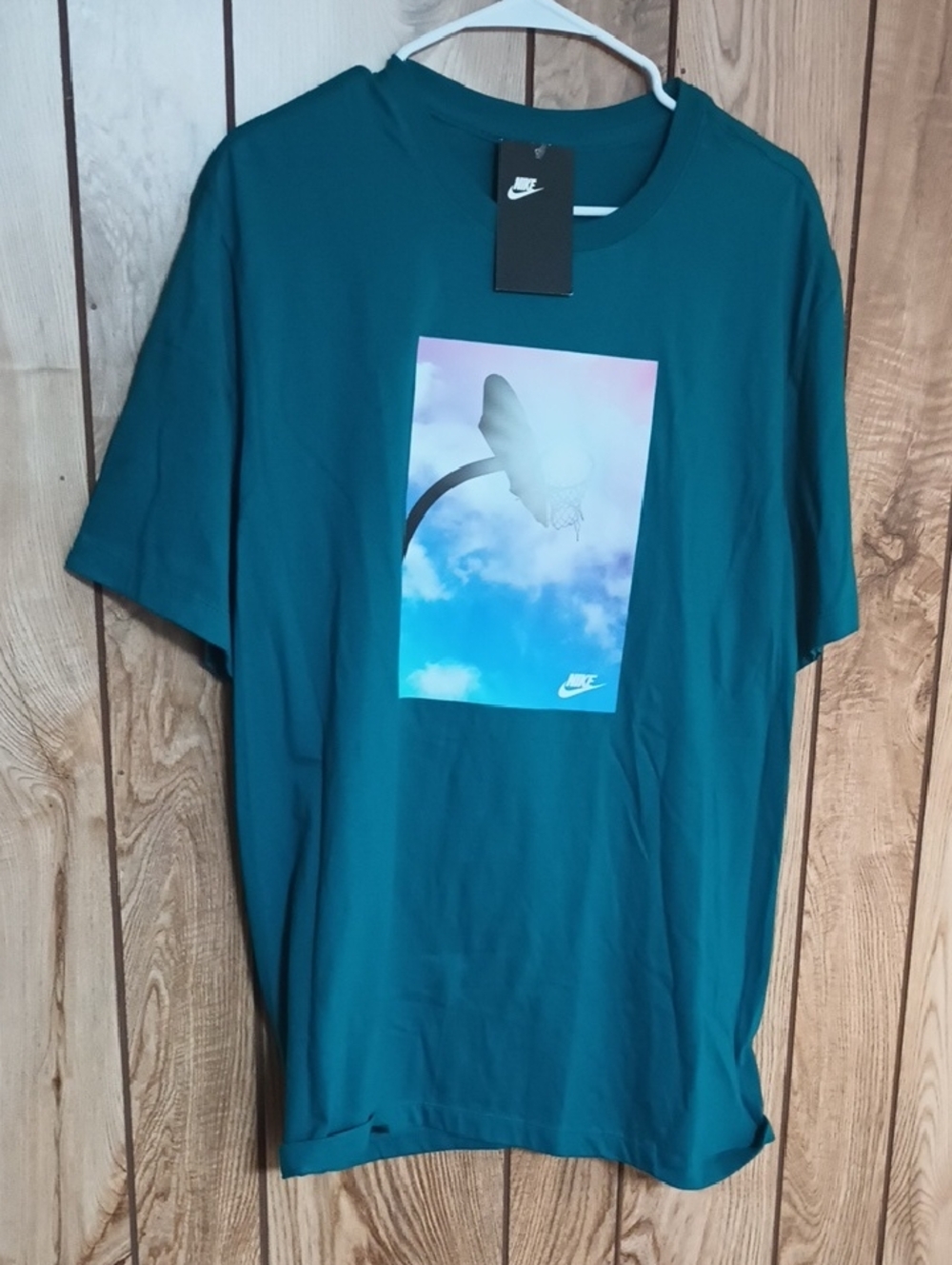Nike Teal Graphic Tee with Pastel Sky Print